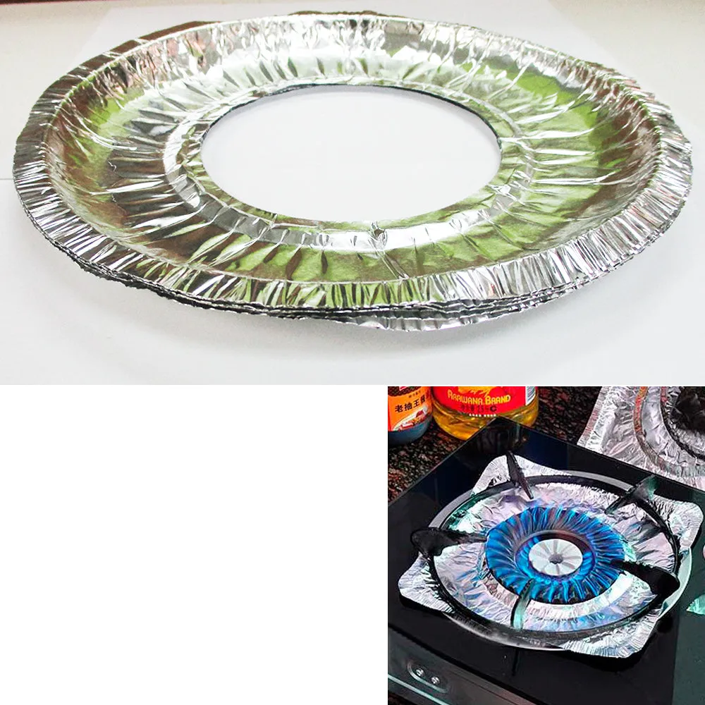 24 Aluminum Foil Round Gas Burner Bib Liners Covers Disposable Wholesale 9" New