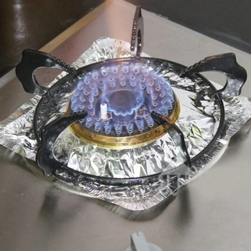 24 Pc Aluminum Foil Square Gas Burner Disposable Stove Bib Liners Covers Cooking