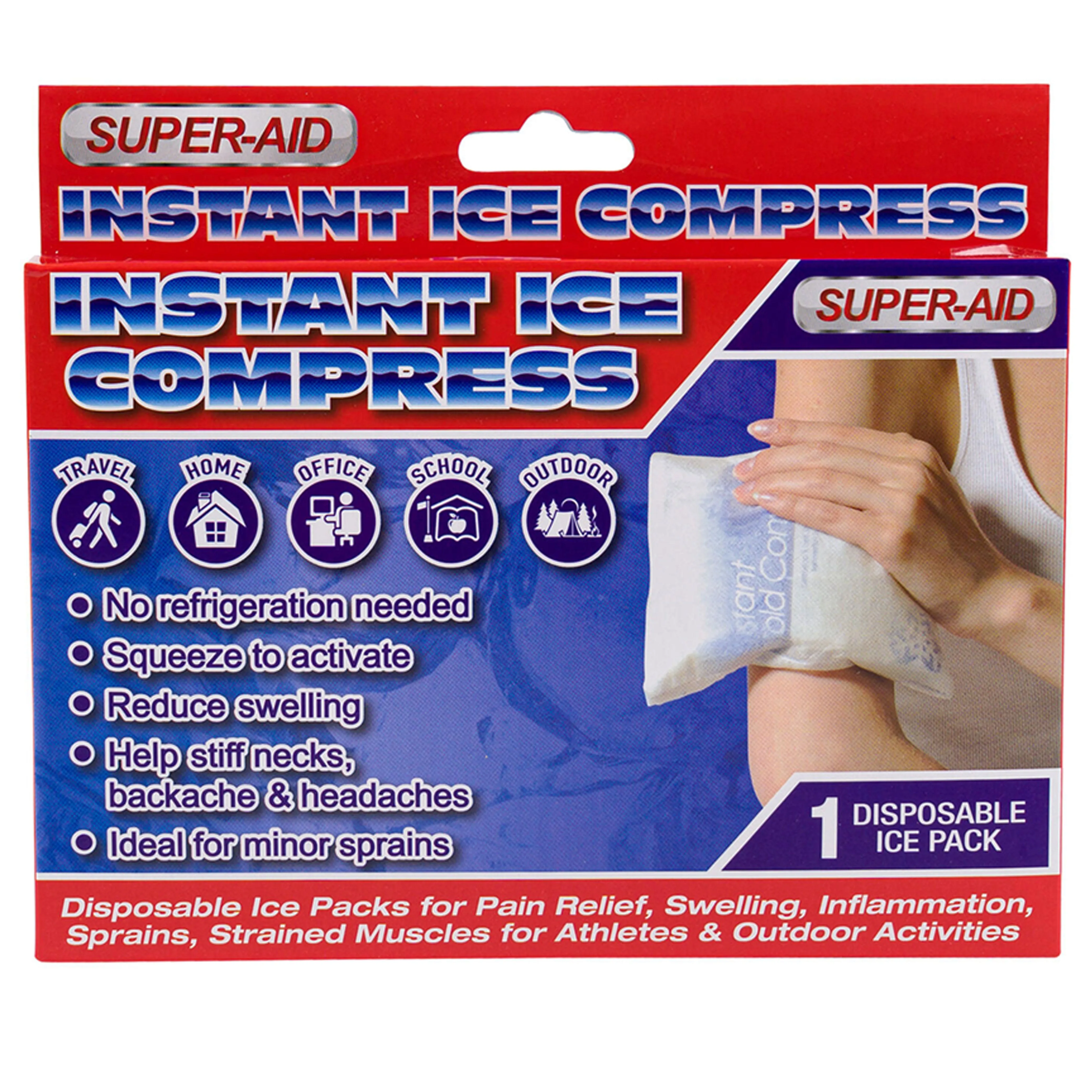 4 Pk First Aid Instant Cold Compress Ice Pack Disposable Injury Sprain Swelling