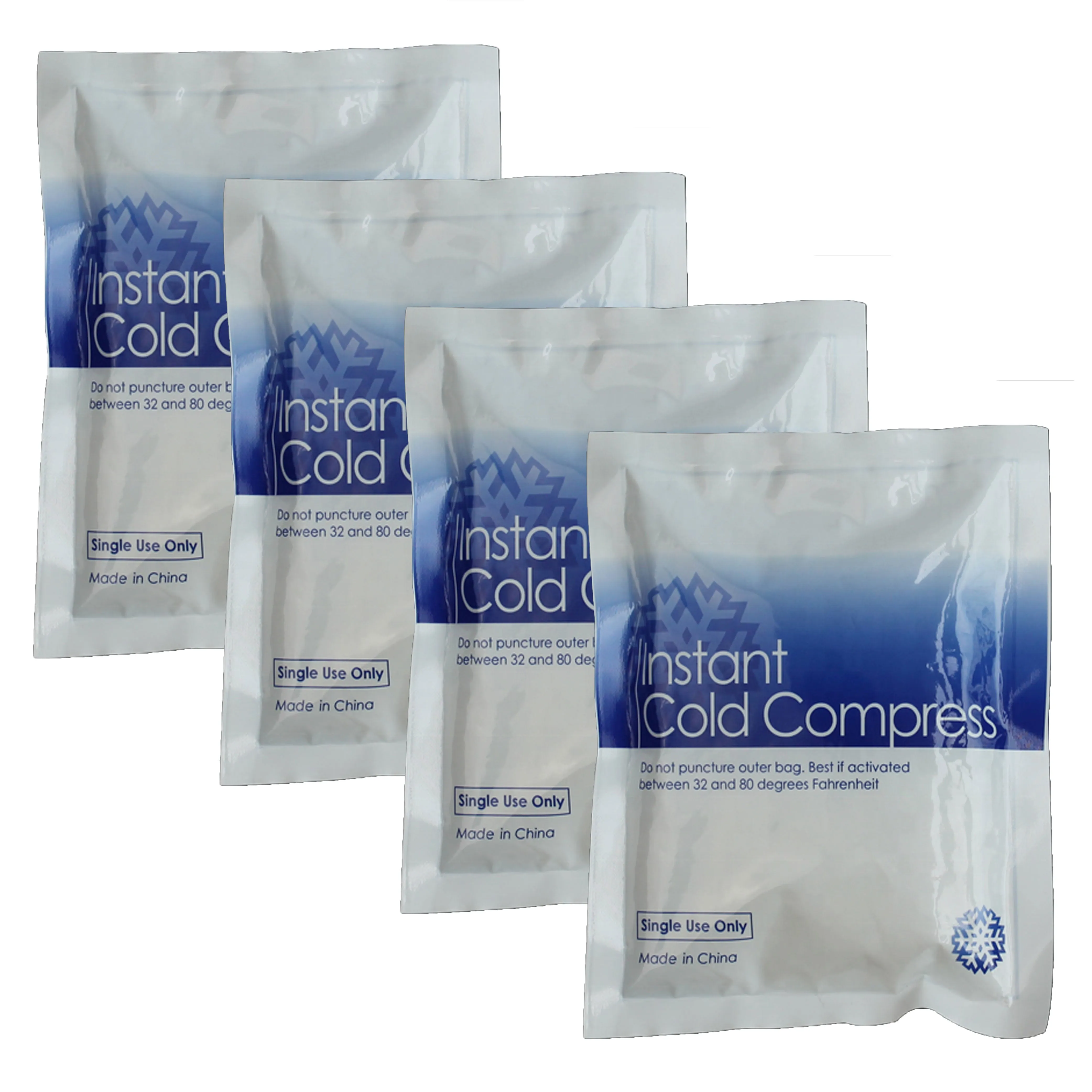 4 Pk First Aid Instant Cold Compress Ice Pack Disposable Injury Sprain Swelling