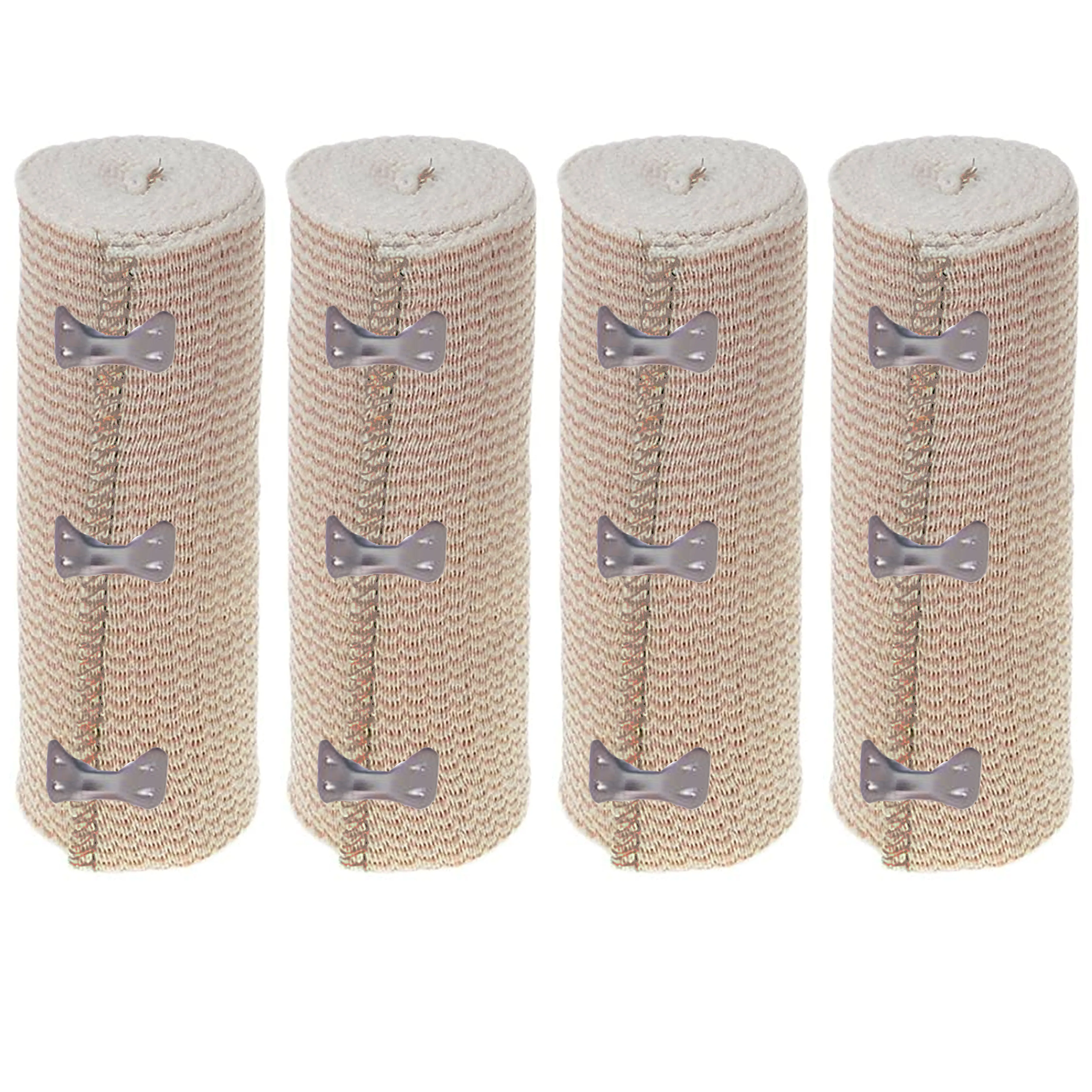 4 Rolls 6" Wide Cotton Elastic Bandages Clips Sports First Aid Large Body Wrap