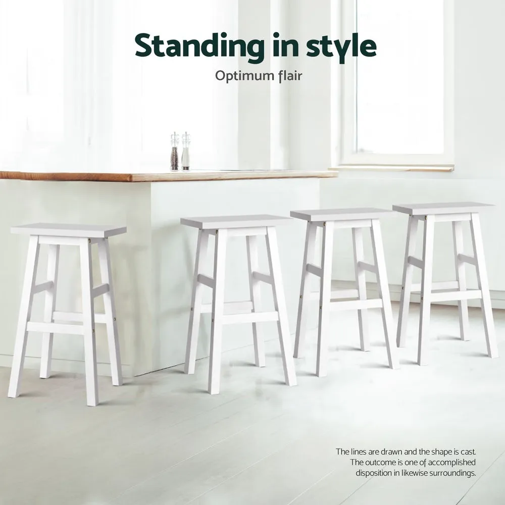4x Bar Stools | Kitchen Chairs | Wooden | White Finish