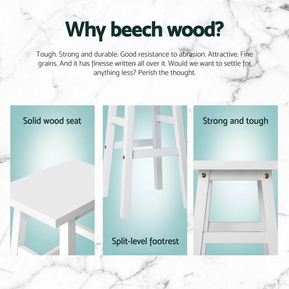4x Bar Stools | Kitchen Chairs | Wooden | White Finish