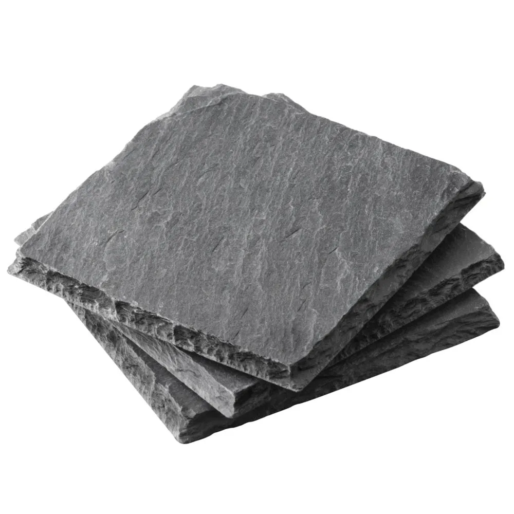 8 Set Unique Slate Drink Coasters Beverage Holder Cup Home Bar Table Decor Black