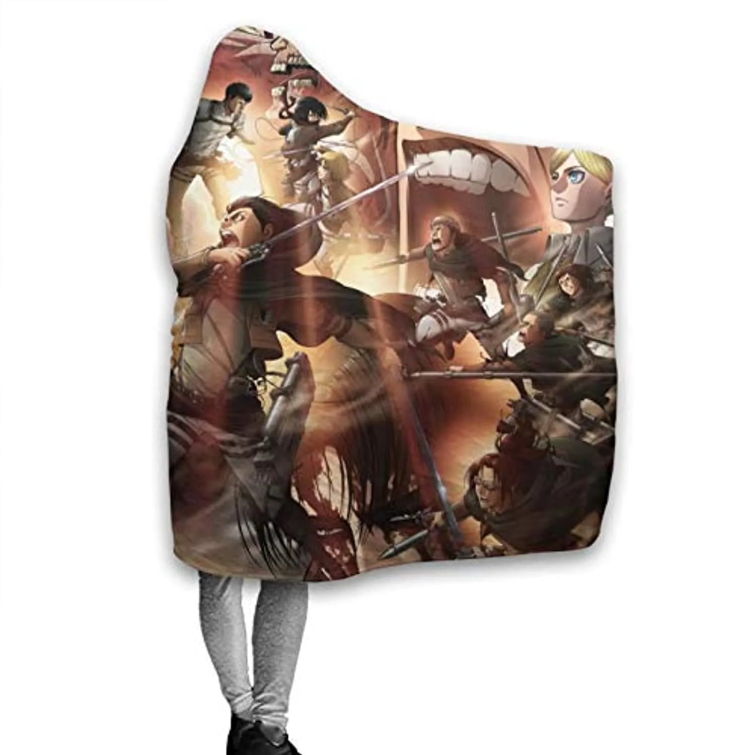 Anime Attack On Titan Hooded Blanket - Manga Flannel Hooded Cloak