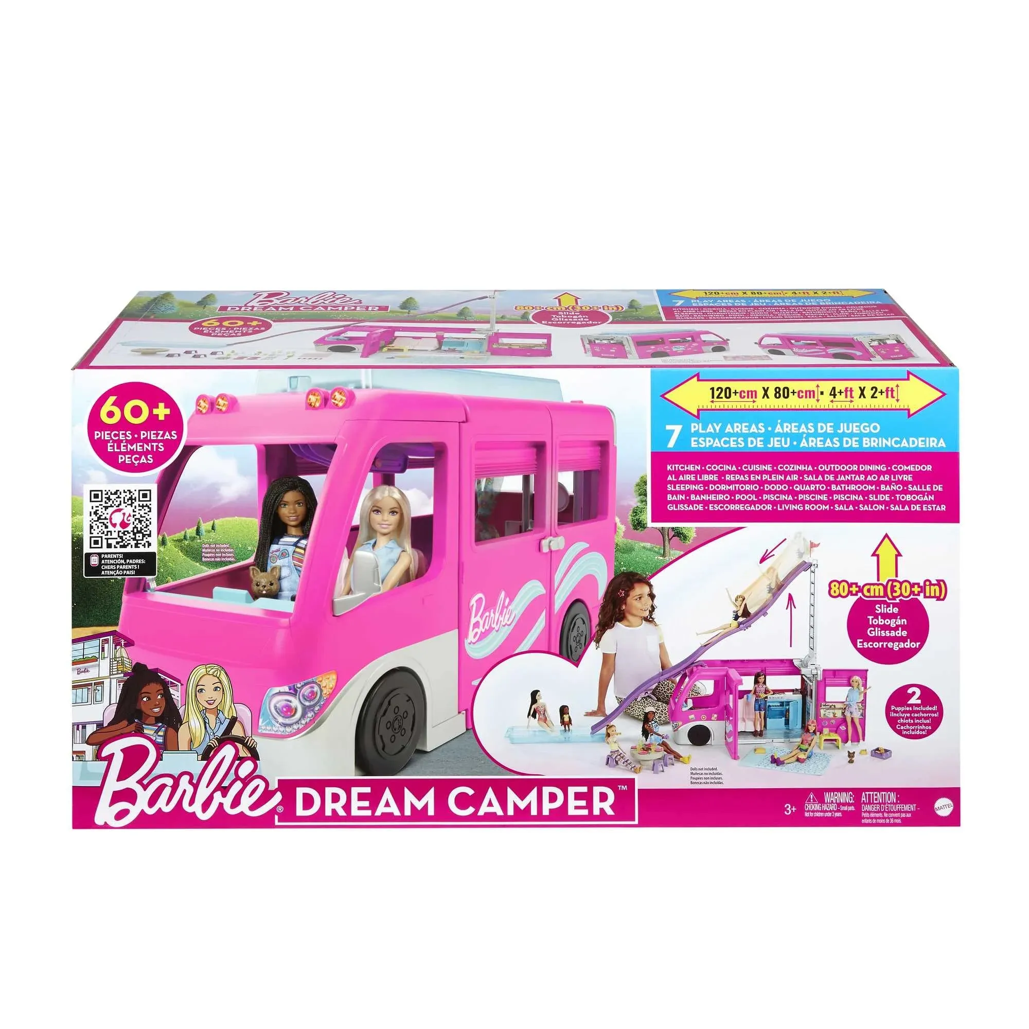 Barbie Doll DreamCamper Van Playset with Pets, Pool, Slide & Accessories, Toys For Ages 3 Years Old & up