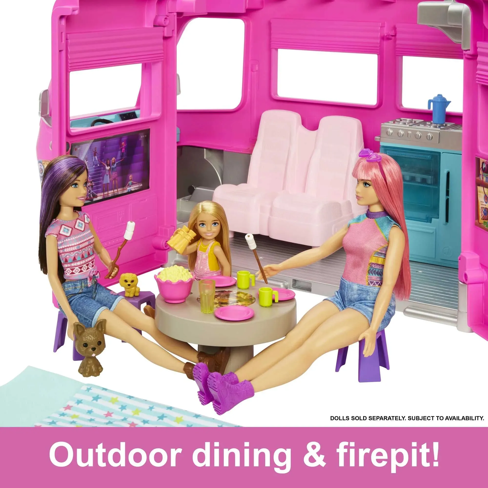 Barbie Doll DreamCamper Van Playset with Pets, Pool, Slide & Accessories, Toys For Ages 3 Years Old & up
