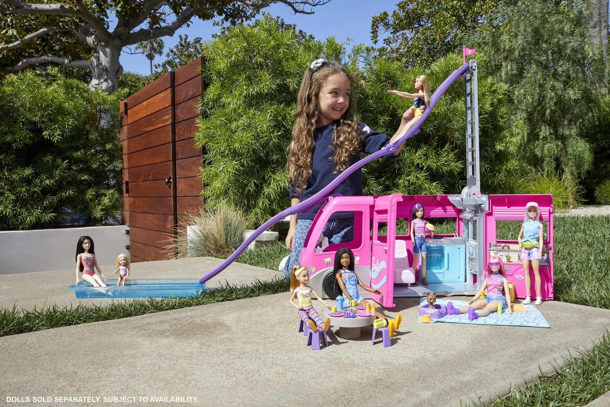 Barbie Doll DreamCamper Van Playset with Pets, Pool, Slide & Accessories, Toys For Ages 3 Years Old & up