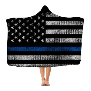 Blue Lives Matter Premium Adult Hooded Blanket