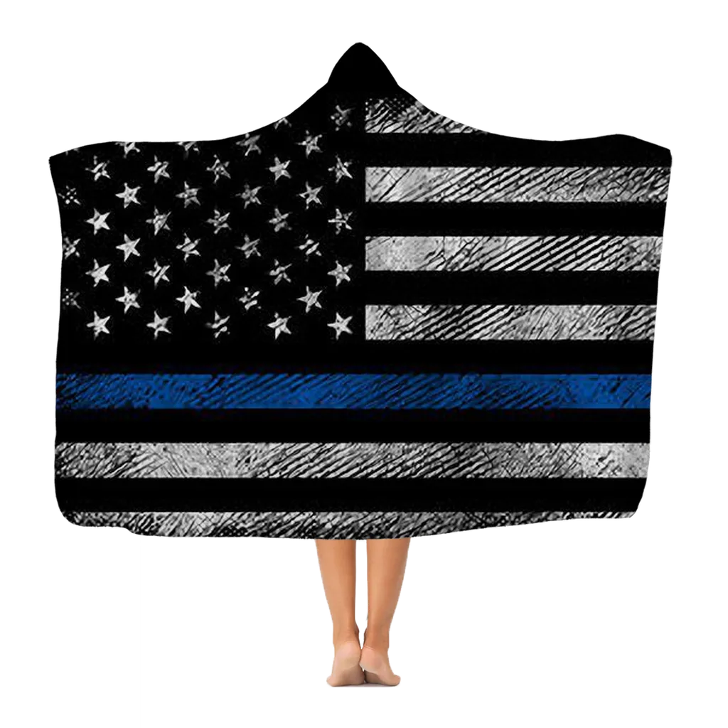 Blue Lives Matter Premium Adult Hooded Blanket