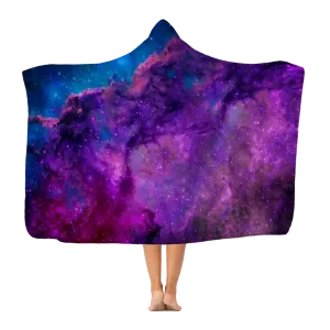 Blue Purple Space Nebula Premium Adult Hooded Blanket