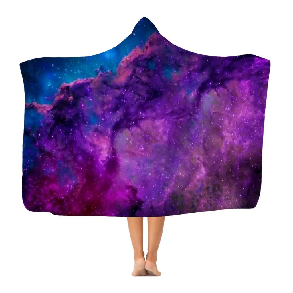 Blue Purple Space Nebula Premium Adult Hooded Blanket