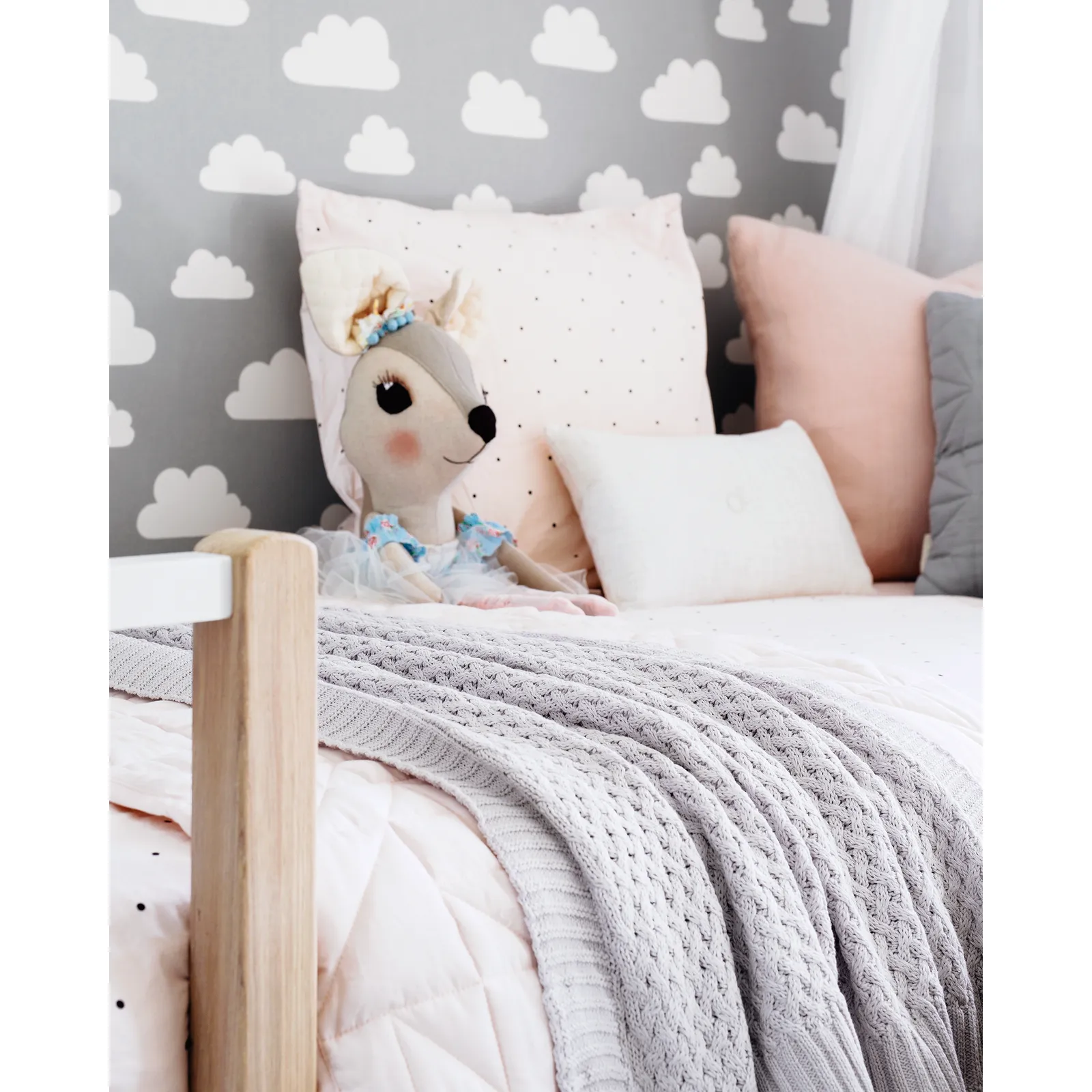 Diamond Knit Organic Baby Blanket - Warm Grey