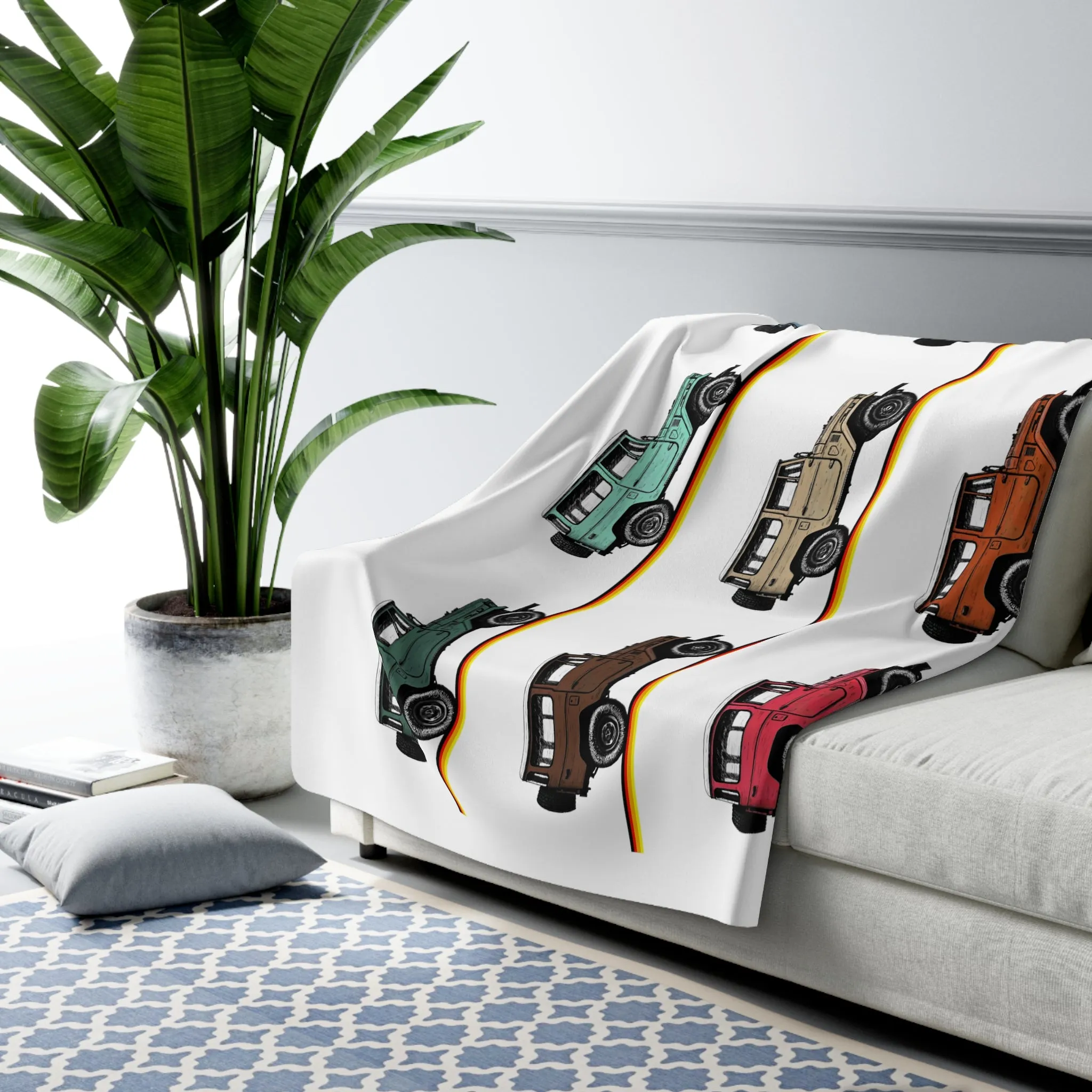 FJ40 Land Cruiser Camping Blanket Couch Sofa Throw - Reefmonkey Artist Jesse Clark