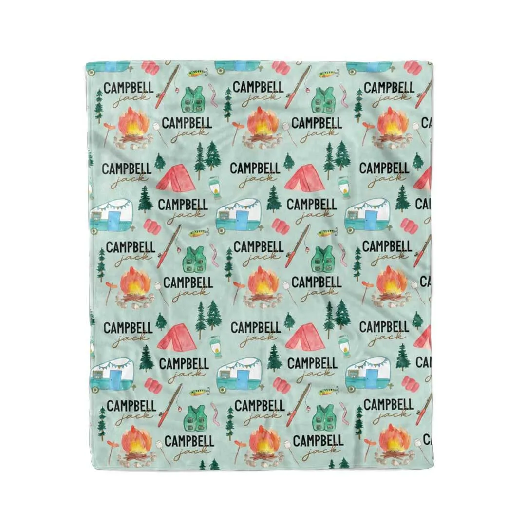 Happy Camper Personalized Kids Blanket