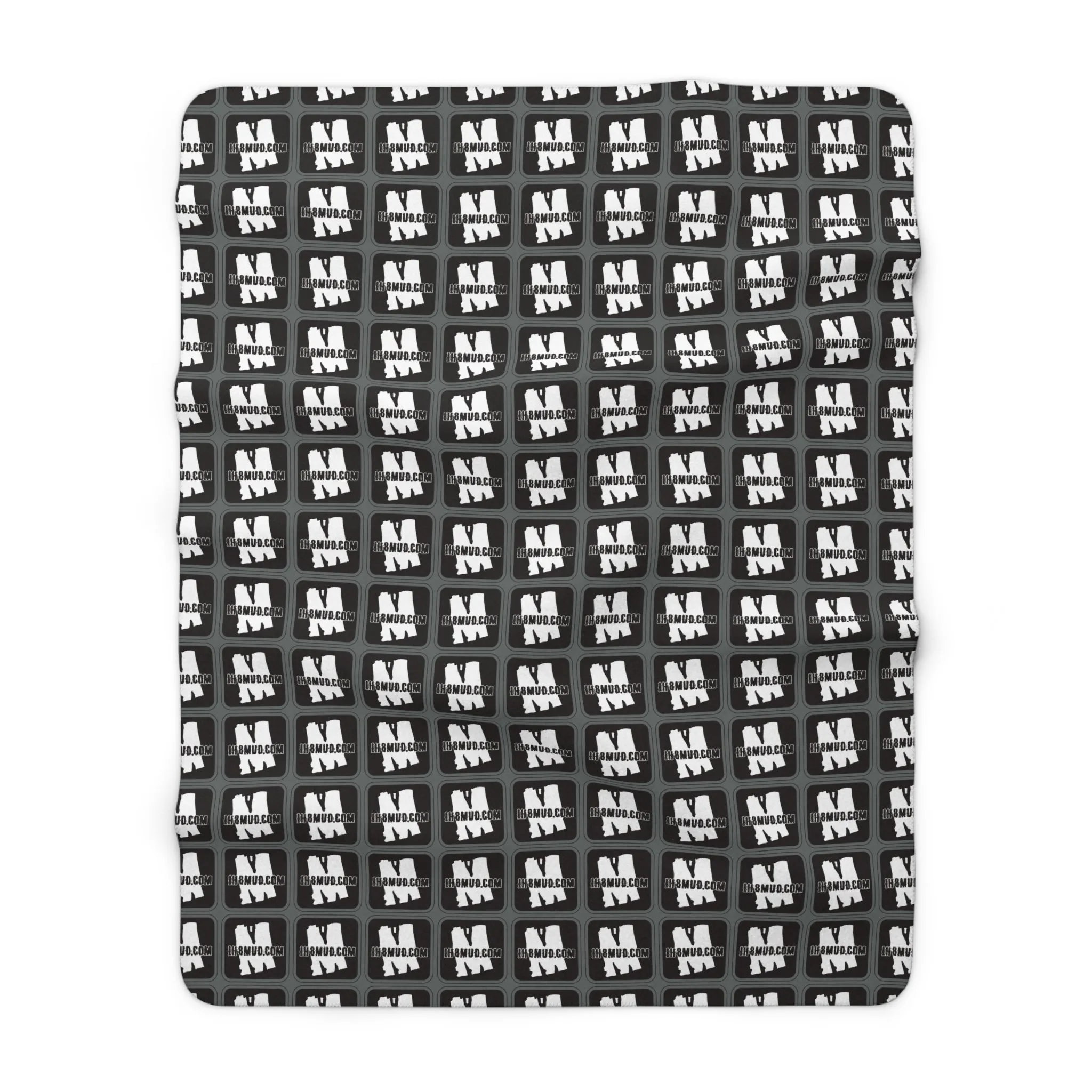 IH8Mud Black White Sherpa Fleece Camping Bedroom Blanket