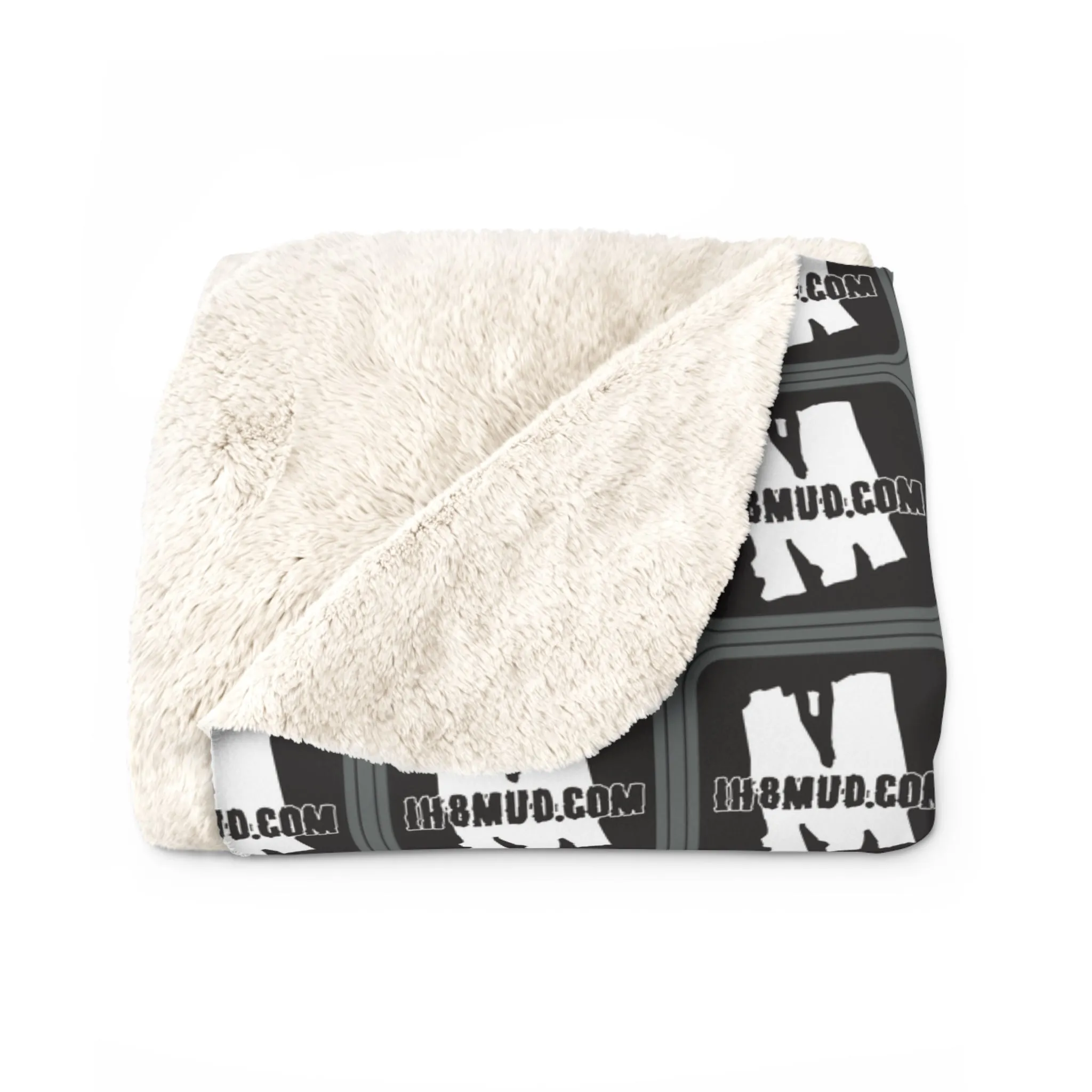 IH8Mud Black White Sherpa Fleece Camping Bedroom Blanket