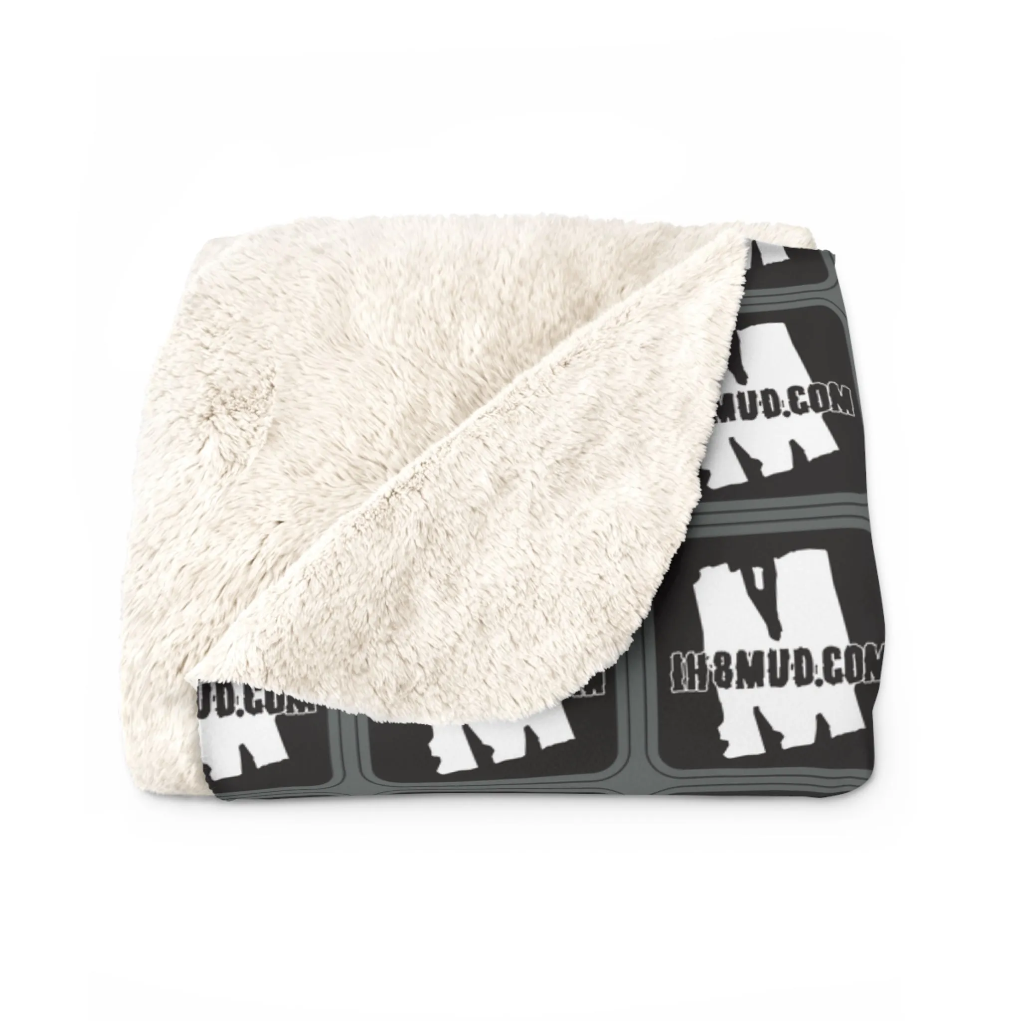 IH8Mud Black White Sherpa Fleece Camping Bedroom Blanket