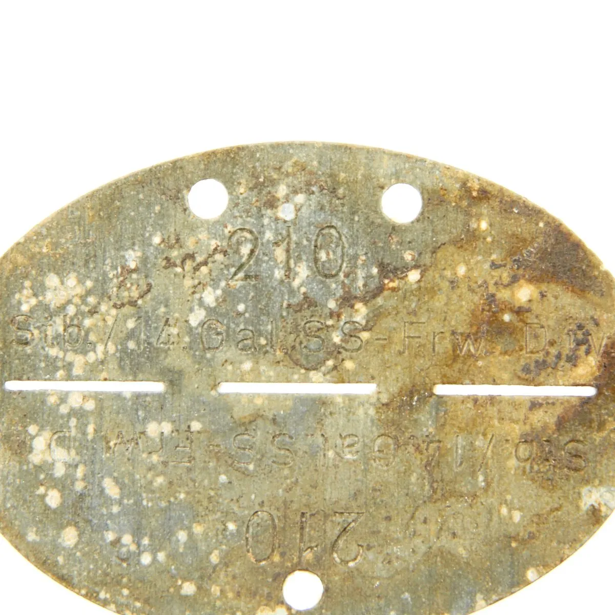 Original German WWII SS Identity Disc Dog Tag - 14th Waffen Grenadier 1st SS Galician Division - No. 210