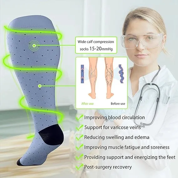 ROYALUCK New Arrival Plus Size Compression Socks Wide Calf For Women & Men